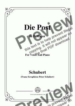 page one of Schubert-Die Post,from 'Winterreise',Op.89(D.911) No.13,in D Major,for Voice&Piano