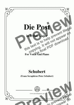 page one of Schubert-Die Post,from 'Winterreise',Op.89(D.911) No.13,in D flat Major,for Voice&Piano