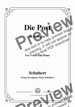 page one of Schubert-Die Post,from 'Winterreise',Op.89(D.911) No.13,in B Major,for Voice&Piano