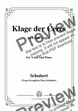page one of Schubert-Klage der Ceres,in A flat Major,for Voice&Piano