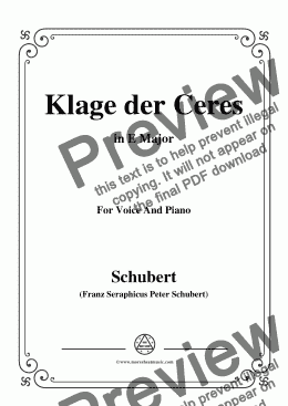page one of Schubert-Klage der Ceres,in E Major,for Voice&Piano