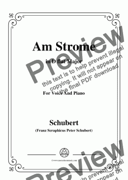 page one of Schubert-Am Strome,Op.8 No.4,in D flat Major,for Voice&Piano