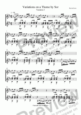 page one of Variations on a Theme by Sor (Violin and Guitar) - Var. 3