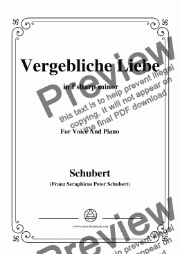 page one of Schubert-Vergebliche Liebe,Op.173 No.3,in f sharp minor,for Voice&Piano
