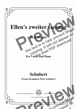 page one of Schubert-Ellens Gesang II,Op.52 No.2,in D Major,for Voice&Piano