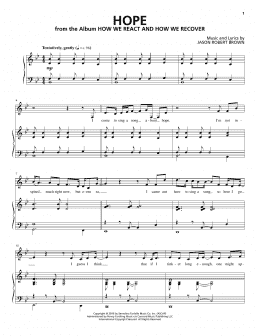 page one of Hope (from How We React And How We Recover) (Piano & Vocal)
