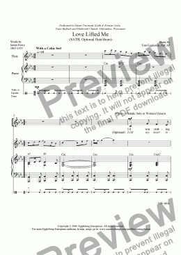 page one of Love Lifted Me, SATB revised