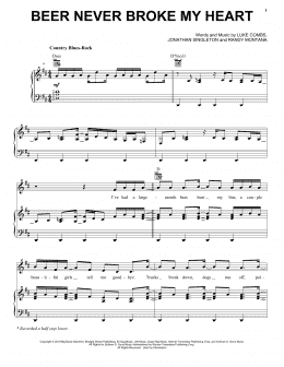 page one of Beer Never Broke My Heart (Piano, Vocal & Guitar Chords (Right-Hand Melody))