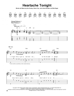 page one of Heartache Tonight (Easy Guitar Tab)