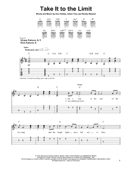 page one of Take It To The Limit (Easy Guitar Tab)