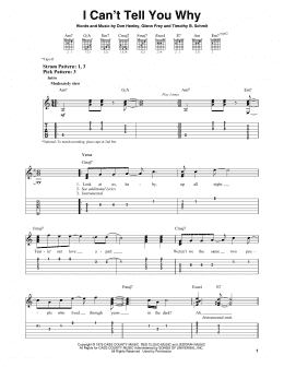 page one of I Can't Tell You Why (Easy Guitar Tab)