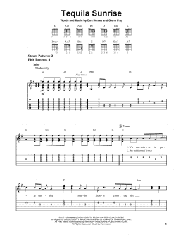 page one of Tequila Sunrise (Easy Guitar Tab)