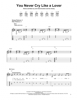 page one of You Never Cry Like A Lover (Easy Guitar Tab)