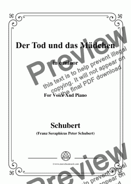 page one of Schubert-Der Tod und das Mädchen,Op.7 No.3,in c minor,for Voice&Piano