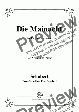 page one of Schubert-Die Mainacht,in f sharp minor,for Voice&Piano