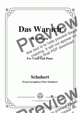 page one of Schubert-Das War ich,in G Major,for Voice&Piano