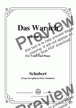 page one of Schubert-Das War ich,in B flat Major,for Voice&Piano
