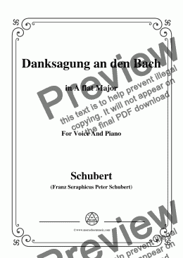page one of Schubert-Danksagung an den Bach,from 'Die Schöne Müllerin',Op.25 No.4,in A flat Major,for Voice&Pno