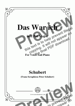 page one of Schubert-Das War ich,in E flat Major,for Voice&Piano