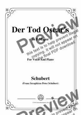 page one of Schubert-Der Tod Oscar's,in F Major,for Voice&Piano