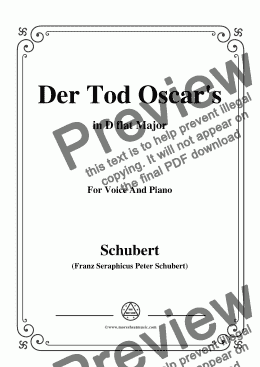 page one of Schubert-Der Tod Oscar's,in D flat Major,for Voice&Piano