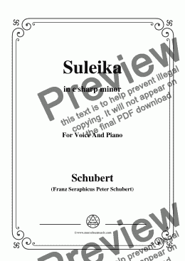 page one of Schubert-Suleika(Suleika I),Op.14 No.1,in c sharp minor,for Voice&Piano