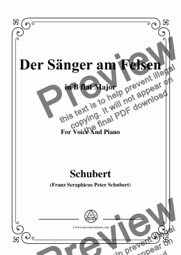 page one of Schubert-Der Sänger am Felsen,in B flat Major,for Voice&Piano