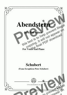 page one of Schubert-Abendstern,in b flat minor,for Voice&Piano