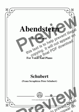 page one of Schubert-Abendstern,in c minor,for Voice&Piano