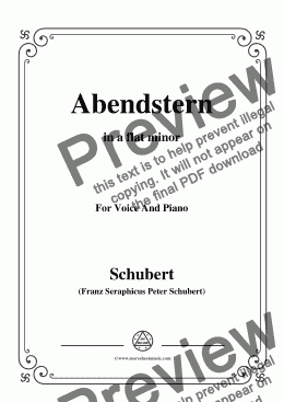 page one of Schubert-Abendstern,in a flat minor,for Voice&Piano