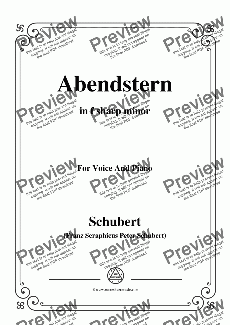 page one of Schubert-Abendstern,in f sharp minor,for Voice&Piano