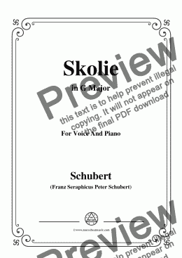 page one of Schubert-Skolie(Skolion;Drinking Song),D.507,in G Major,for Voice&Piano