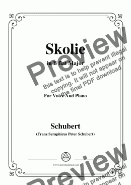 page one of Schubert-Skolie(Skolion;Drinking Song),D.306,in B flat Major,for Voice&Piano
