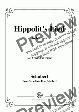 page one of Schubert-Hippolit's Lied,in b minor,for Voice&Piano
