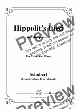 page one of Schubert-Hippolit's Lied,in f sharp minor,for Voice&Piano