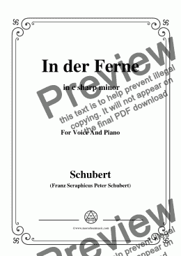 page one of Schubert-In der Ferne,in c sharp minor,for Voice&Piano