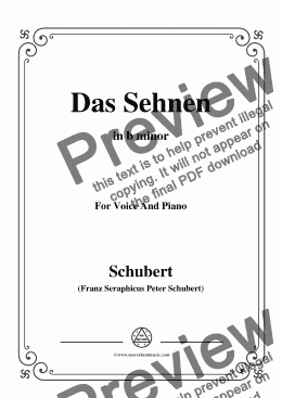 page one of Schubert-Das Sehnen,Op.172 No.4,in b minor,for Voice&Piano