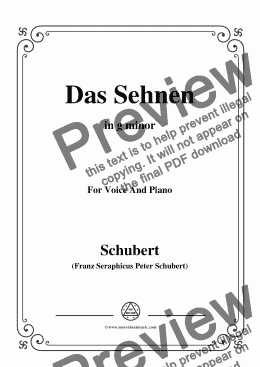 page one of Schubert-Das Sehnen,Op.172 No.4,in g minor,for Voice&Piano