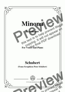 page one of Schubert-Minona,in a minor,for Voice&Piano