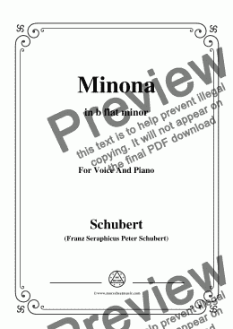 page one of Schubert-Minona,in b flat minor,for Voice&Piano