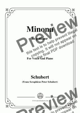 page one of Schubert-Minona,in g minor,for Voice&Piano