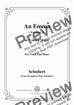 page one of Schubert-An Emma(3rd ver. published as Op.58 No.2),D.113,in C sharp Major,for Voice&Piano