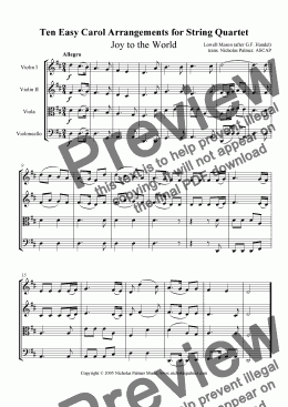 page one of Ten Easy Carol Arrangements for String Quartet