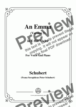 page one of Schubert-An Emma(3rd ver. published as Op.58 No.2),D.113,in E flat Major,for Voice&Piano