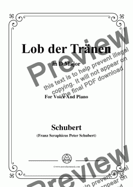 page one of Schubert-Lob der Tränen,Op.13 No.2,in D Major,for Voice&Piano