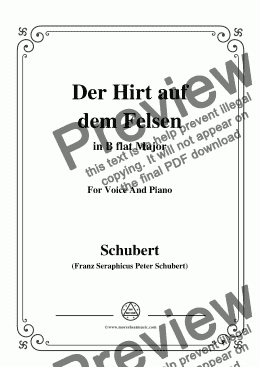 page one of Schubert-Der Hirt auf dem Felsen,Op.129,in B flat Major,for Voice&Piano