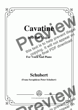 page one of Schubert-Cavatine,from the opera 'Alfonso und Estrella'(D.732),in D flat Major,for Voice&Pno