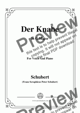 page one of Schubert-Der Knabe,in G Major,for Voice&Piano