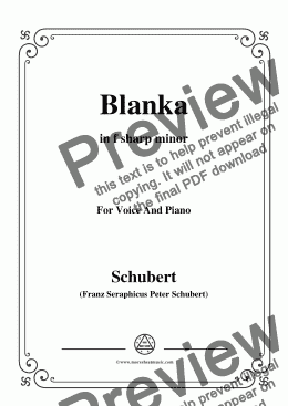 page one of Schubert-Blanka,in f sharp minor,for Voice&Piano