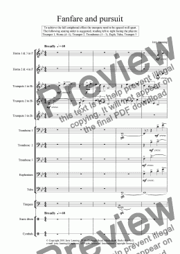 page one of Fanfare and Pursuit (brass ensemble)